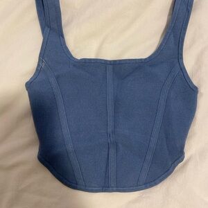 Aritzia Blue Ribbed Corset Crop Top